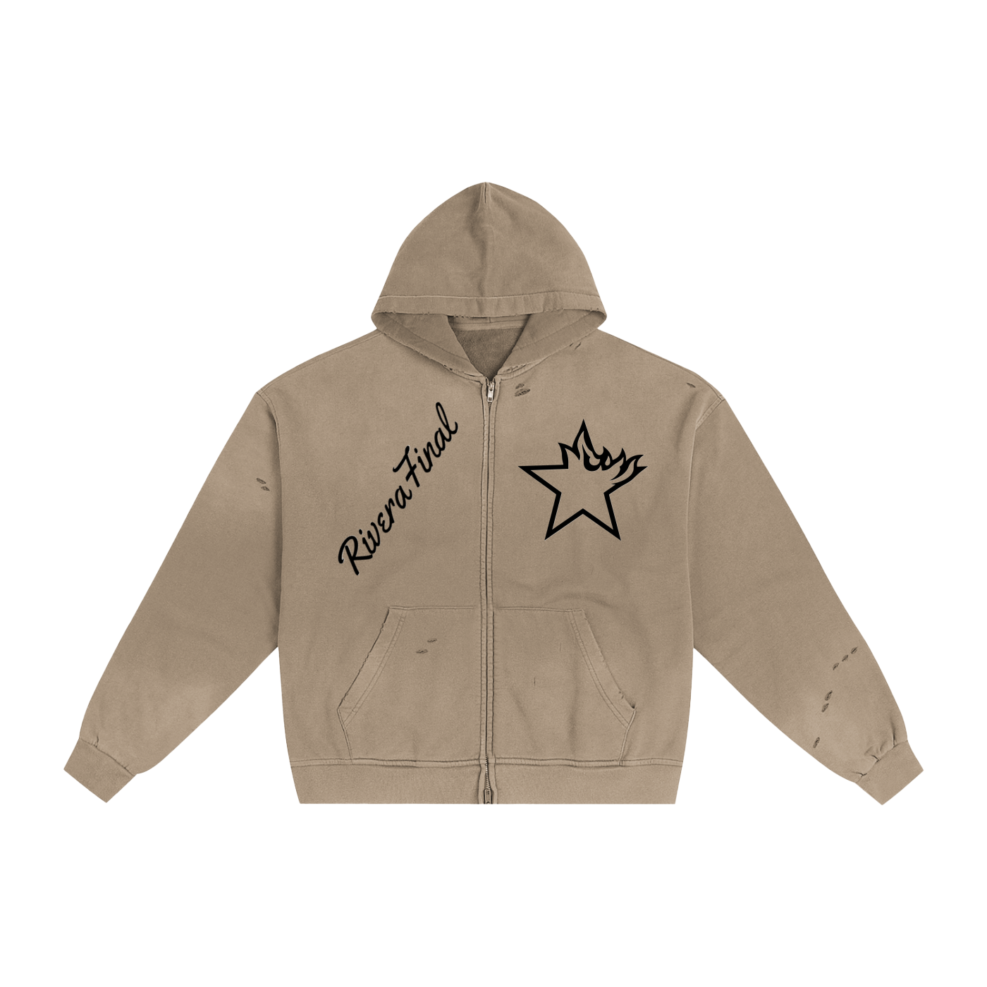 Hand-Frayed Sunfade Zip Hoodie