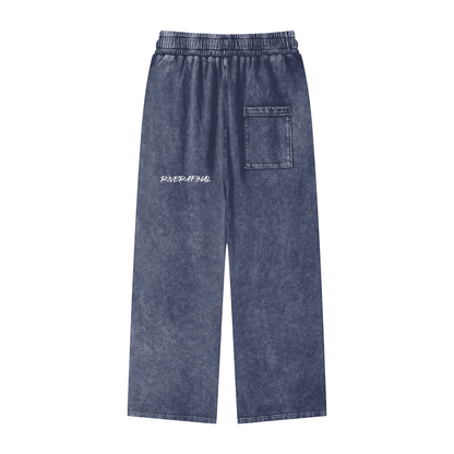 Acid Wash Straight Leg Pants - 360 GSM