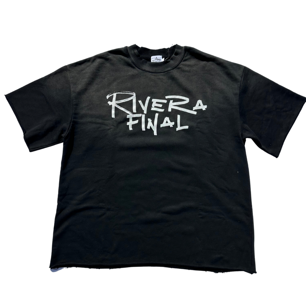 Black RIVERAFINAL Sun Fade Raw Edge Tshirt