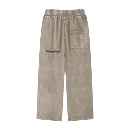 Acid Wash Straight Leg Pants - 360 GSM